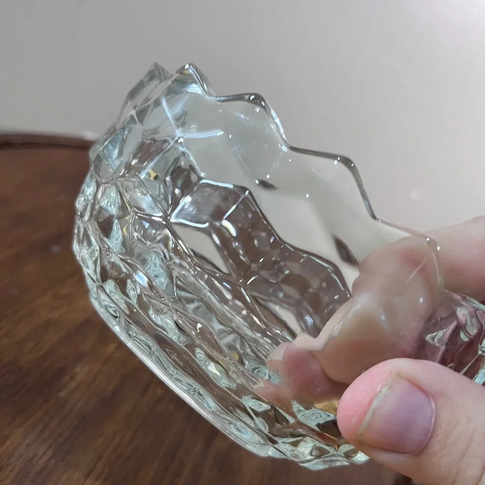 Vtg HOMCO Cubist Fairy Lamp Base Clear Glass Diamond Pattern Replacement Part